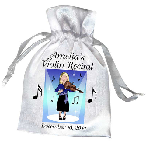 Violin Recital Girl Satin Favor Bag