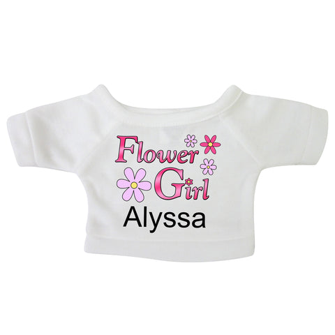 Personalized T-Shirt for 12-14" Teddy Bears or Stuffed Animals - Flower Girl Design