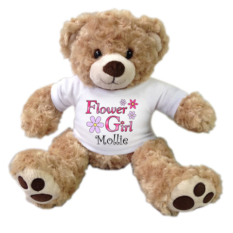 Flower Girl Teddy Bear -  Personalized 13" Honey Bear