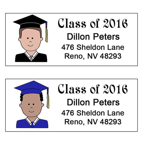 Cartoon Graduation Address Labels - Boy or Man