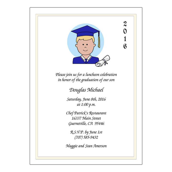 Personalized Cartoon Graduation Invitation or Announcement - Boy or Man