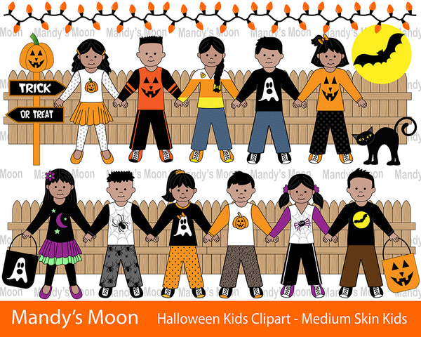 Halloween Kids Clipart Set - Medium Skin (Personal & Nonprofit Use only)