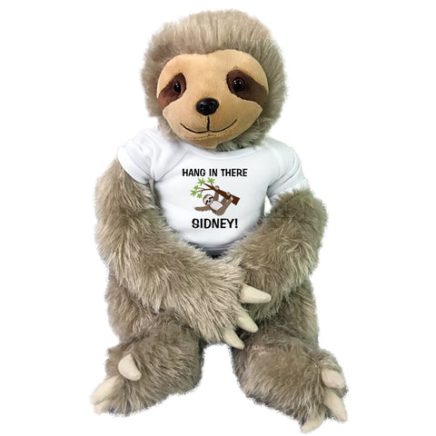 Hang in There Personalized Stuffed Sloth - 18 inch Tan Unipak Plush Sloth
