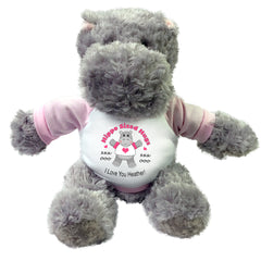 Personalized Valentine or Love Hippo - 12" Plush Hippopotamus - Hippo Sized Hugs! Pink