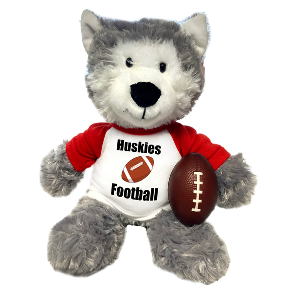 Personalized Football Husky Dog / Wolf - 12" Plush