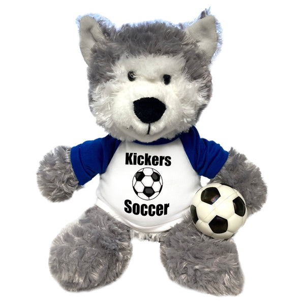 Personalized Soccer Husky Dog / Wolf - 12" Plush