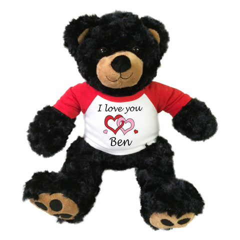Personalized I Love You Teddy Bear - 13" Black Vera Bear
