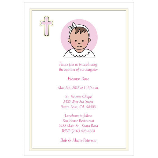 Baptism or Christening Invitation - Baby Girl