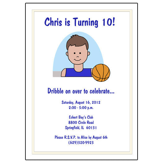 Basketball Boy Birthday Party Invitation