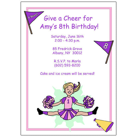 Cheerleader Birthday Party Invitation
