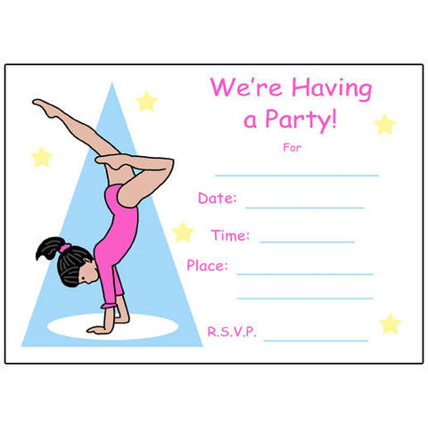 Gymnastics Fill in the Blank Birthday Party Invitations - Handstand
