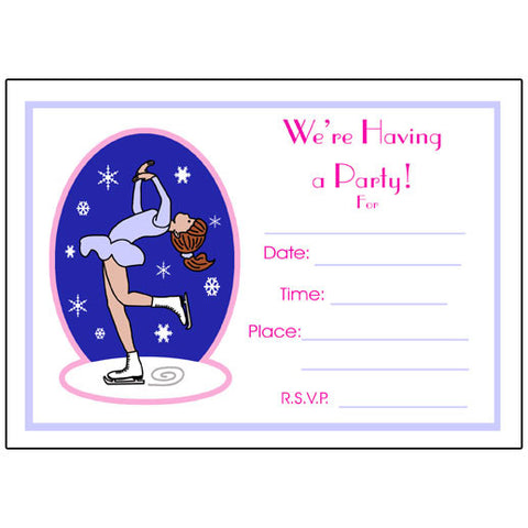 Ice Skating Fill in the Blank Birthday Party Invitations - Layback Skater
