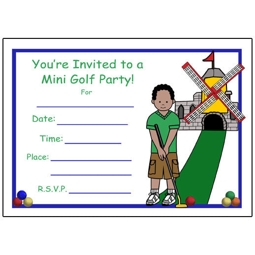 Mini Golf Birthday Fill in Invitations (Design 2) - Boy