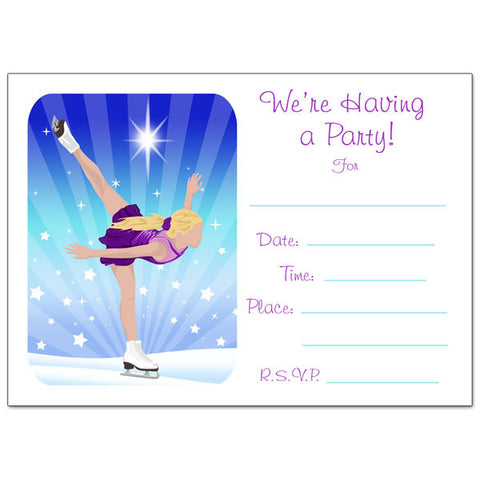 Ice Skating Dreams Fill in the Blank Birthday Party Invitations