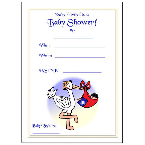Adoption Stork Fill In Shower Invitations - Boy (33 countries)