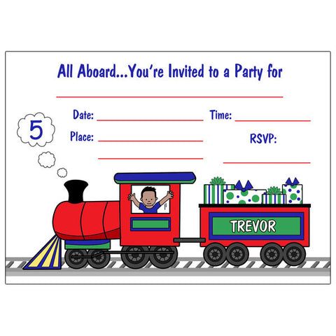 Train Fill in the Blank Party Invitations - Boy