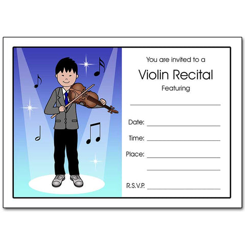 Violin Recital Boy Fill In the Blank Invitations