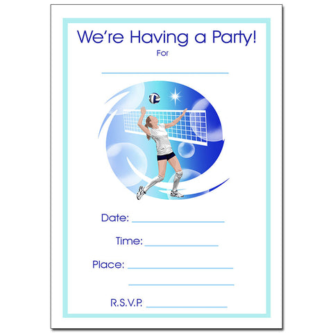 Volleyball Dreams Fill in the Blank Birthday Party Invitations