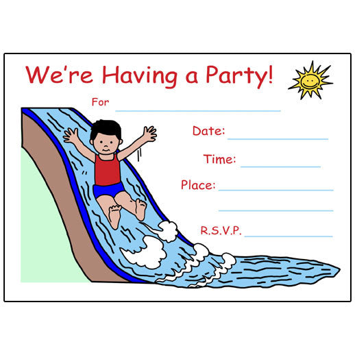 Water Slide Fill in the blank Birthday Party Invitation - Boy