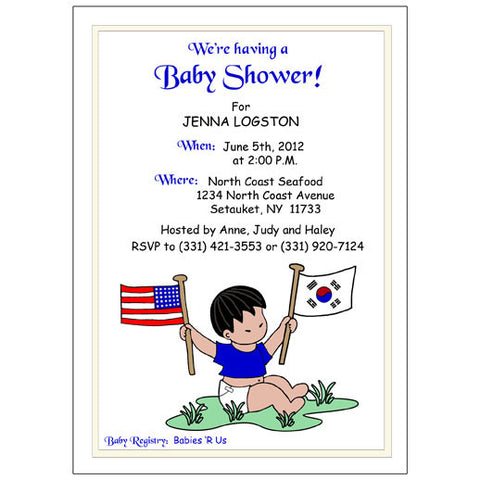 Flag Baby Boy Adoption Shower Invitation