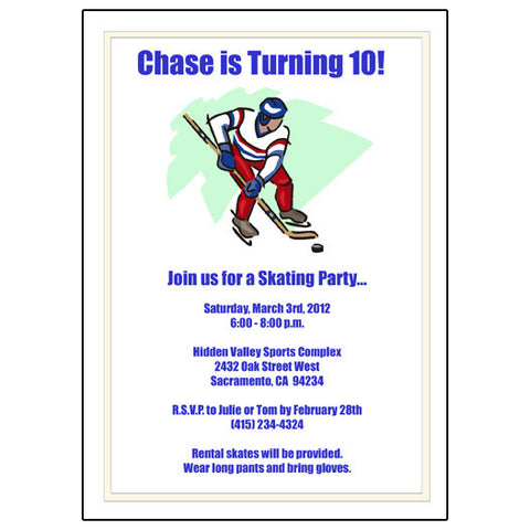 Hockey Player Birthday Party Invitation