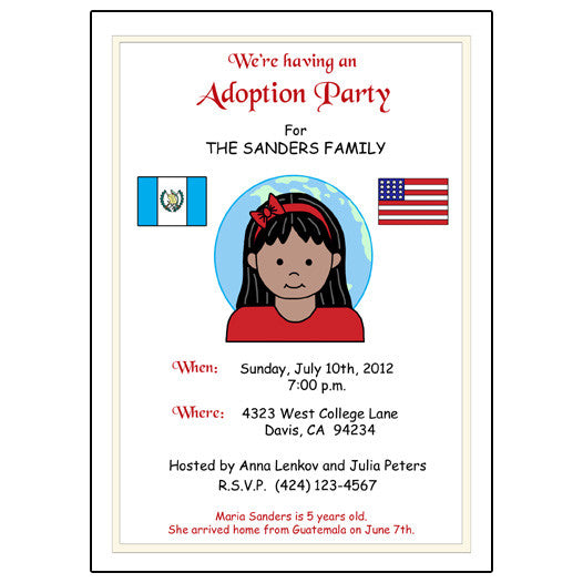 My Two Countries Adoption Party Invitation