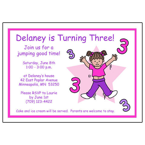 Number Birthday Party Invitation - Girl