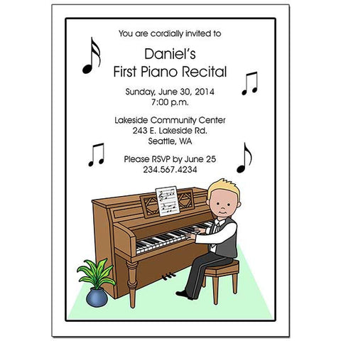 Piano Recital or Party Invitations - Boy