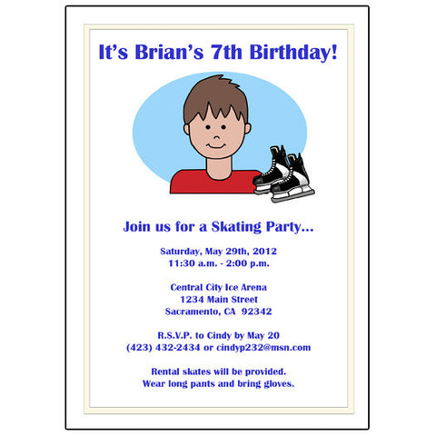 Ice Skating Kid Birthday Party Invitation - Boy