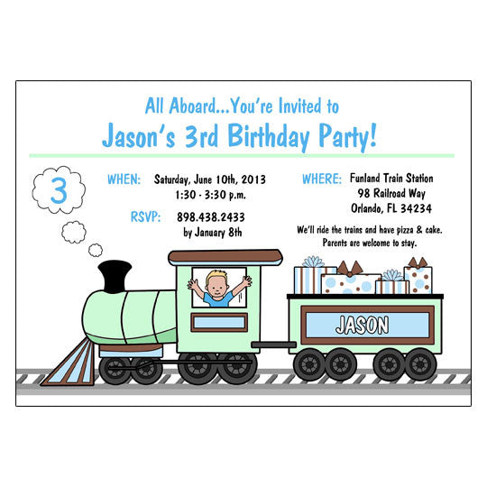 Train Birthday Party Invitations - Boy