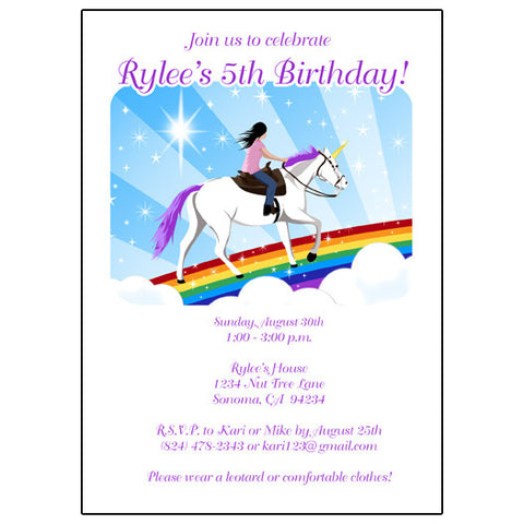 Unicorn Dreams Birthday Party Invitations