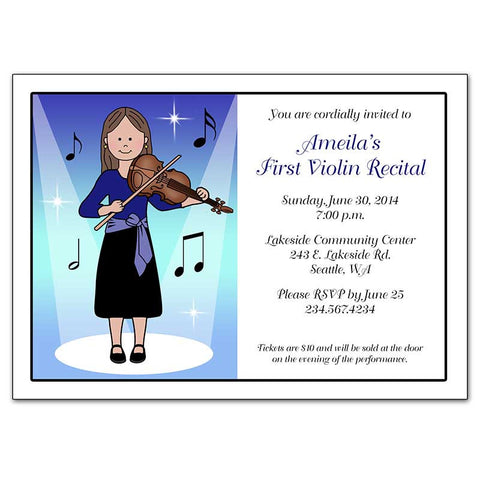 Violin Recital or Party Invitations - Girl