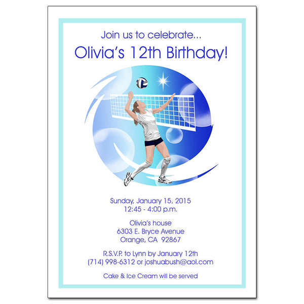 Volleyball Dreams Birthday Party Invitation