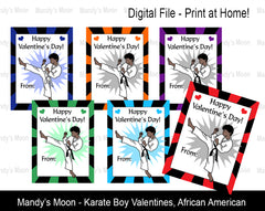 Karate Boy Digital Print at Home Valentines - African American