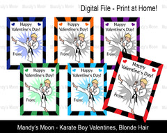 Karate Boy Digital Print at Home Valentines - Blonde Hair