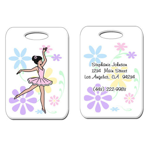 Ballet or Dance Bag Tag - Dainty Floral Ballerina