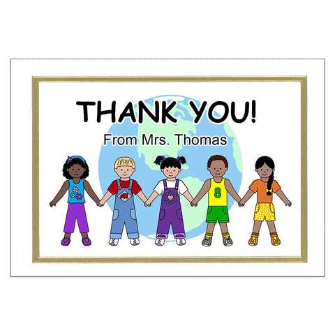 Personalized Multicultural Kids Thank You Note Cards