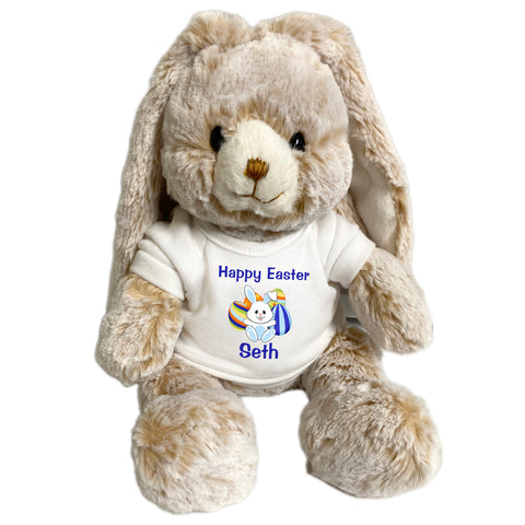 Personalized Easter Bunny - Small 11" Tan Mopsy Bunny - Egg Design