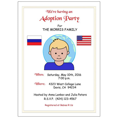 My Two Countries Adoption Party Invitation - Boy