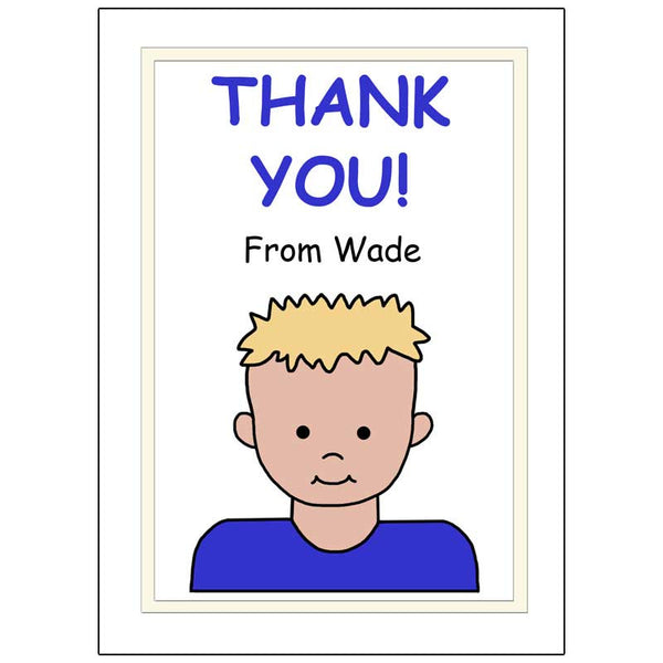 Cartoon Kid Personalized Thank You Note Cards - Boy