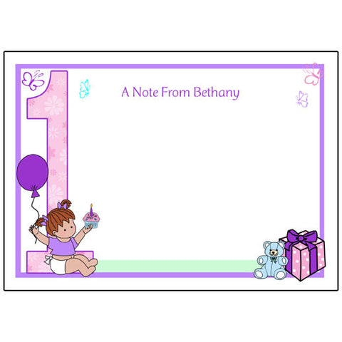 Babys 1st Birthday Thank You Card - Girl