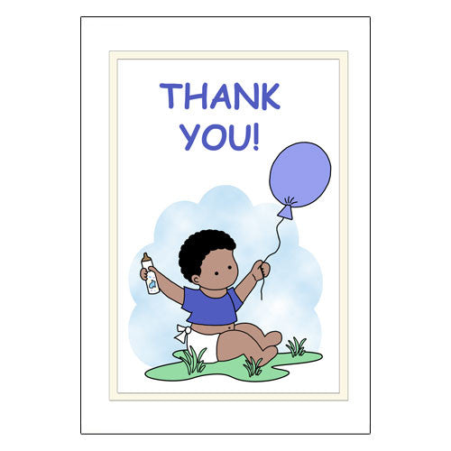 Balloon Baby Thank You Note Cards - Boy