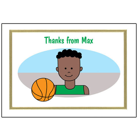 Basketball Kid Thank You Note Cards - Boy