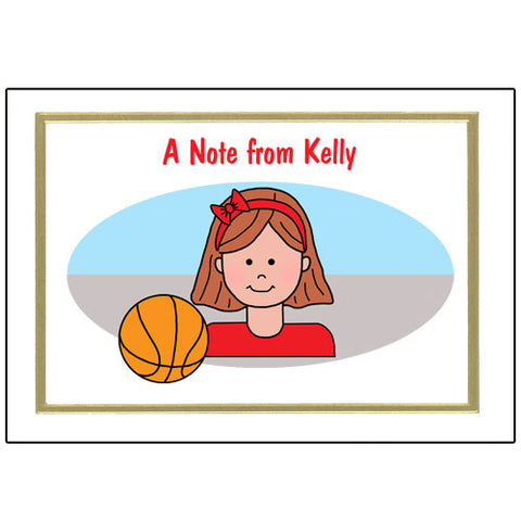 Basketball Kid Thank You Note Cards - Girl
