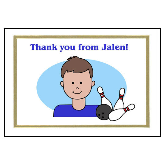 Bowling Kid Thank You Note Cards - Boy