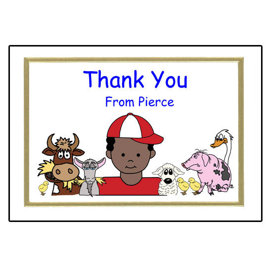 Barnyard or Petting Zoo Thank You Note Cards - Boy