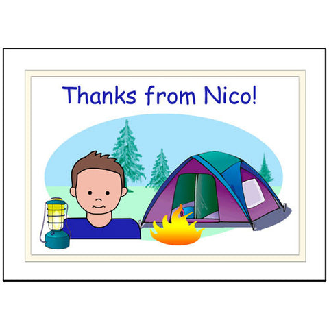 Camping Kid Thank You Note Cards - Boy