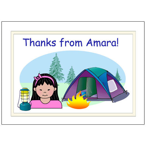 Camping Kid Thank You Note Cards - Girl