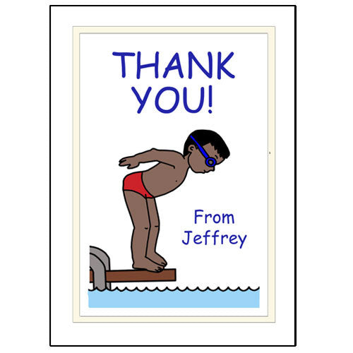 Pool or Swimming Thank You Note Cards - Boy