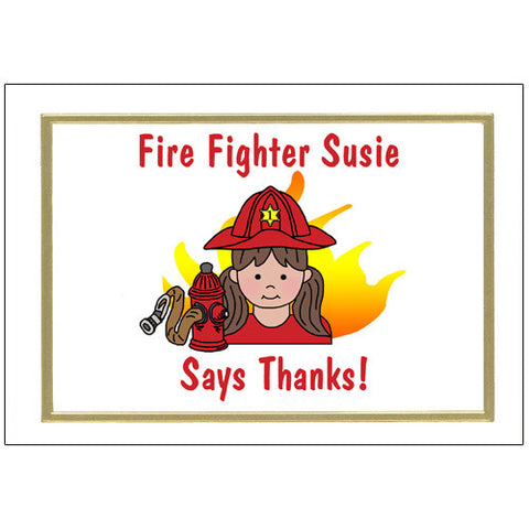 Firefighter Thank You Note Cards - Girl